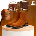 Kit Bota Brave Texana 2.0 em Couro Legítimo com Palmilha Ortopédica +BRINDES: Boné, Cinto e Carteira
